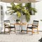 Black Natural Outdoor Dining Chair Set 2pcs Acacia Wood Plastic Rope Patio